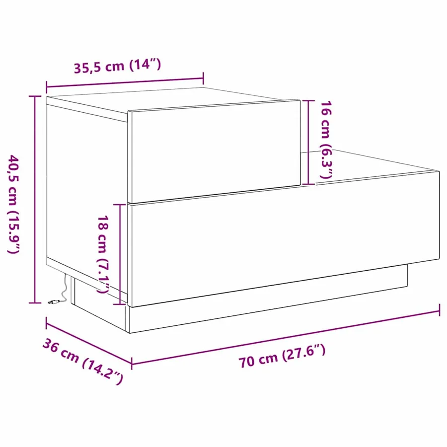 Cabinet de chevet Chêne artisanal 70 x 36 x 40,5 cm - 15