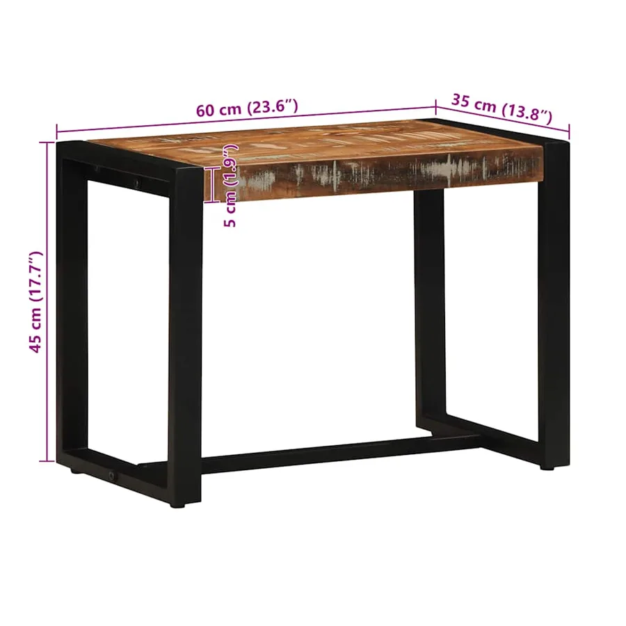 Banc multicolore 60x35x45 cm en bois massif recyclé - 10