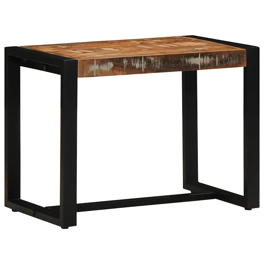 Banc multicolore 60x35x45 cm en bois massif recyclé - 2