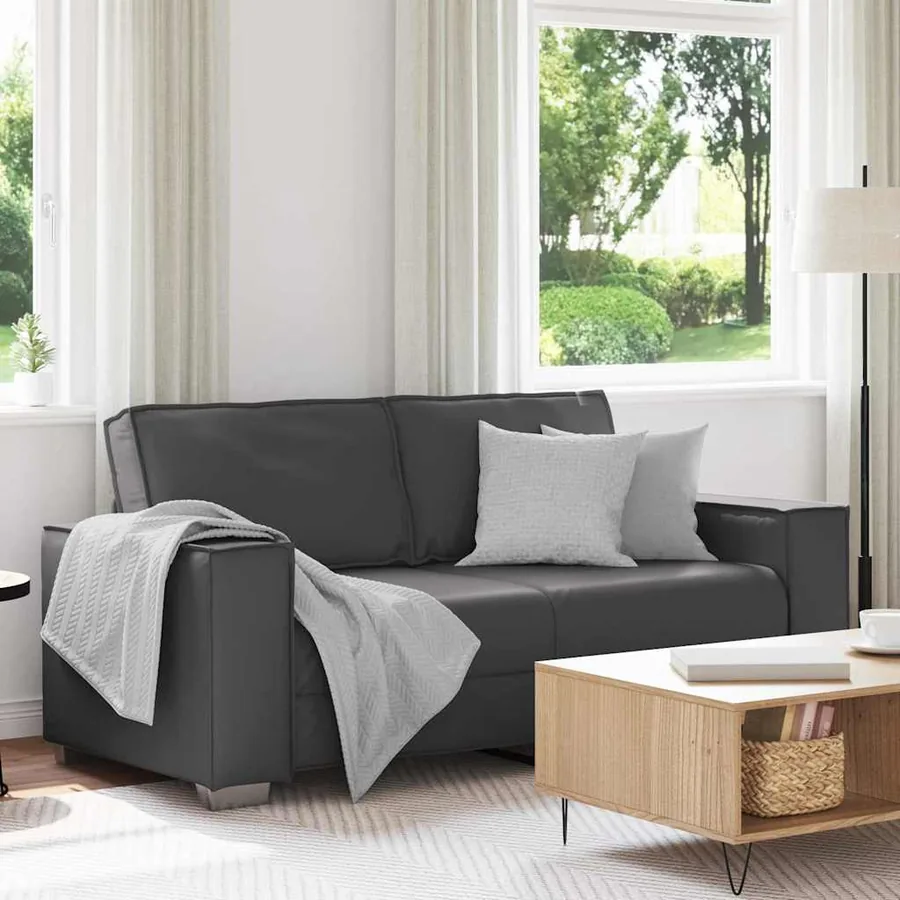 Canapé deux places Gris 180 cm Simili cuir