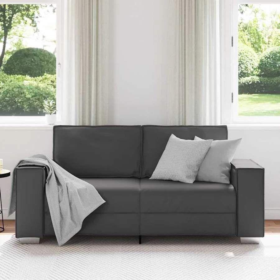 Canapé deux places Gris 180 cm Simili cuir - 3