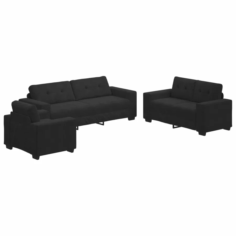 Ensemble de Canapés 3 pcs Noir 221 x 80 x 80 cm Velours - 2