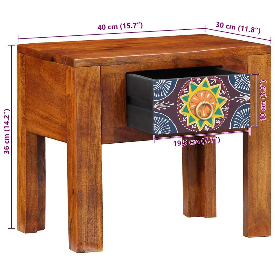 Table d'appoint avec tiroir Marron 40 x 30 x 36 cm - 12