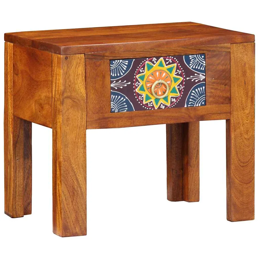 Table d'appoint avec tiroir Marron 40 x 30 x 36 cm - 2