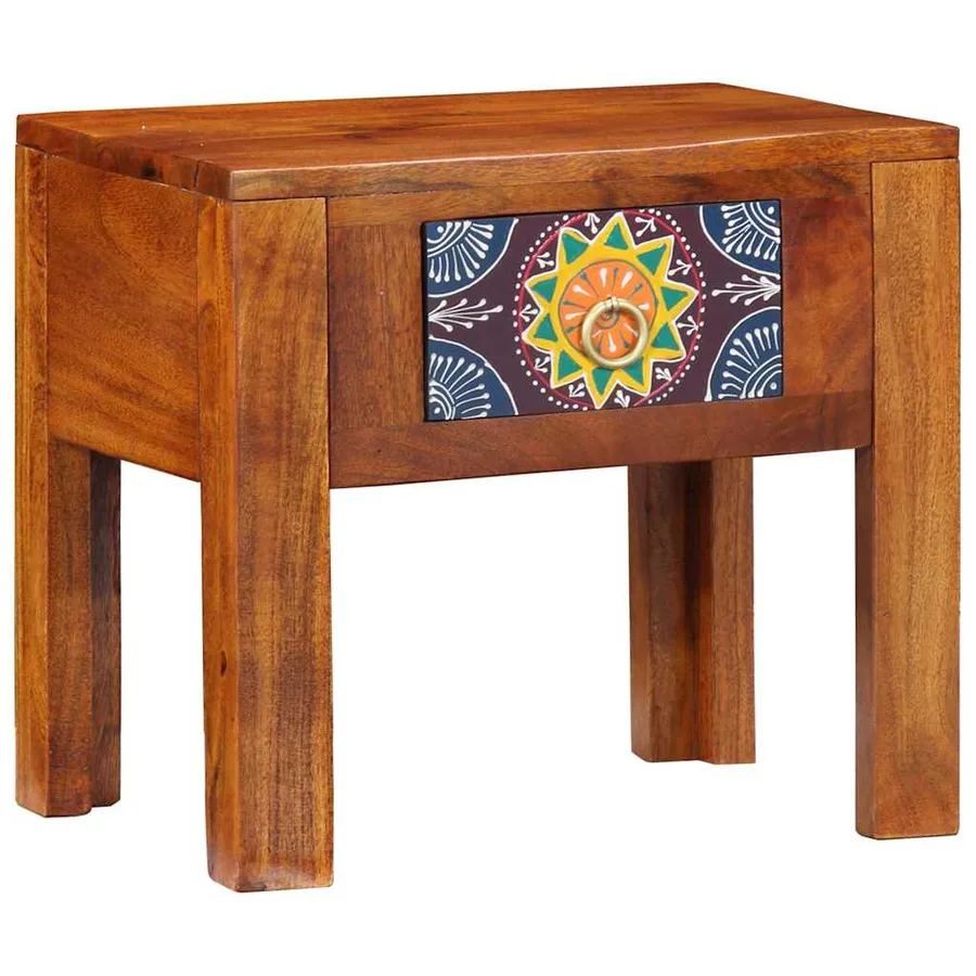 Table d'appoint avec tiroir Marron 40 x 30 x 36 cm - 7