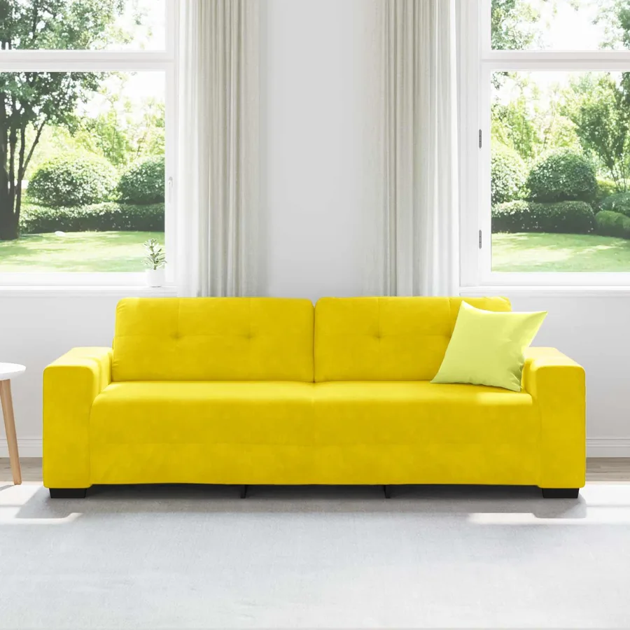 Canapé 3 places jaune 180 cm velours - 3