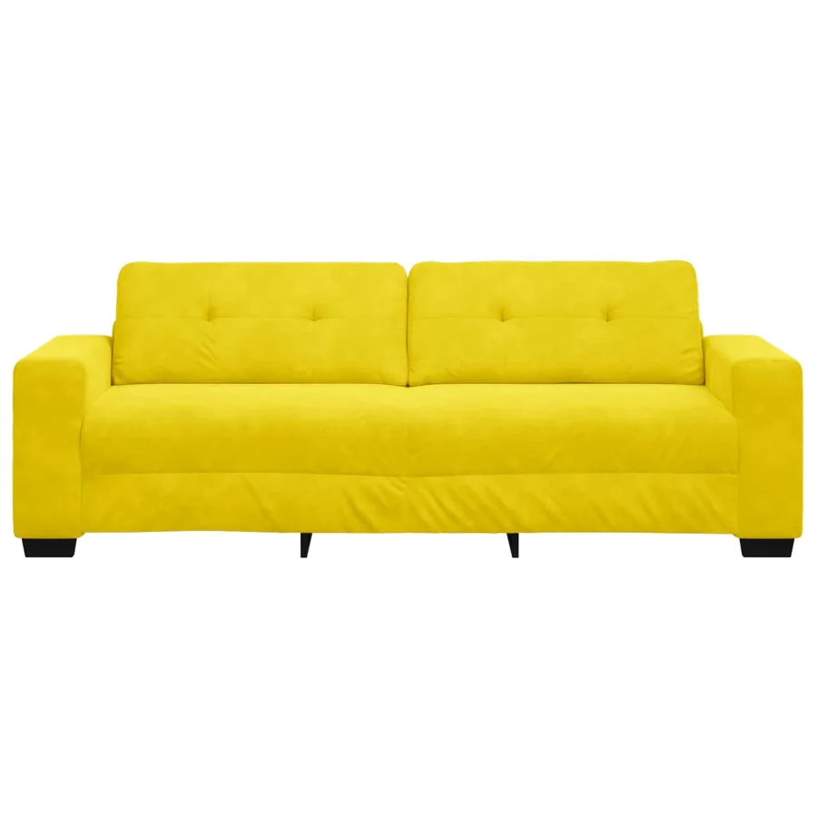 Canapé 3 places jaune 180 cm velours - 4