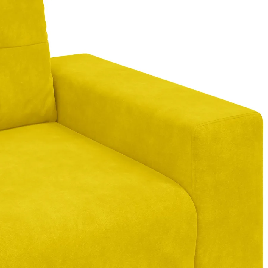 Canapé 3 places jaune 180 cm velours - 7