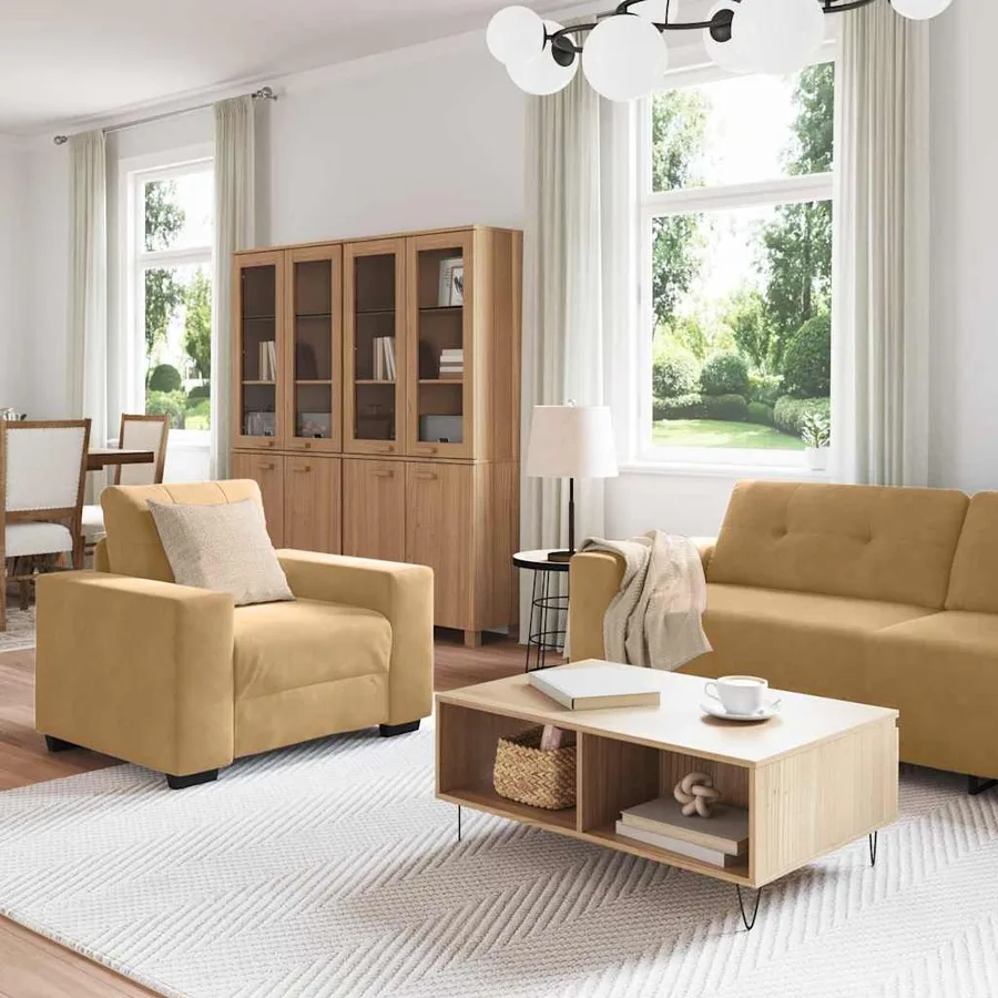 Ensemble de Canapés 3 pcs Marron 221 x 80 x 80 cm Velours - 3