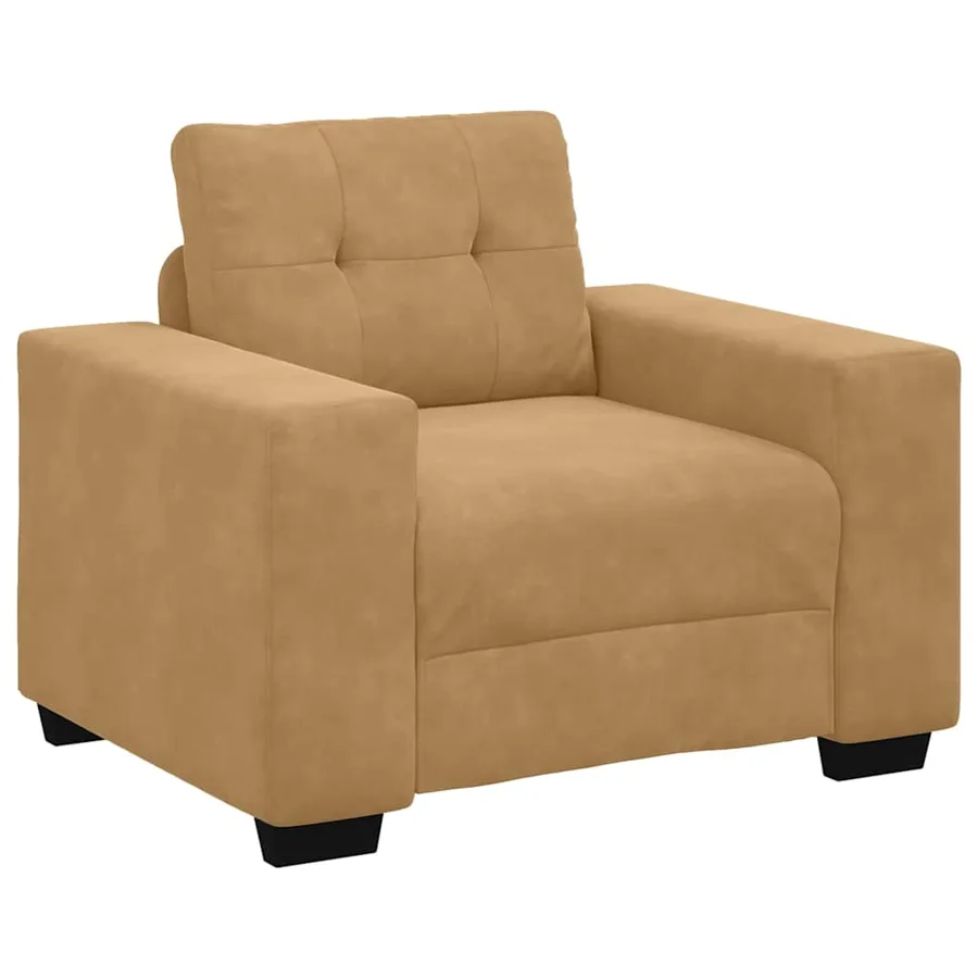 Ensemble de Canapés 3 pcs Marron 221 x 80 x 80 cm Velours - 4