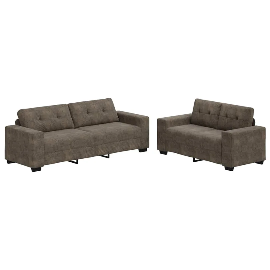 Ensemble canapé 2 pièces avec coussins gris foncé similicuir - 2