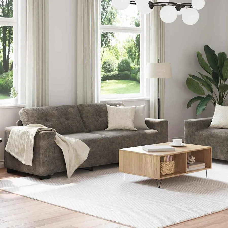 Ensemble canapé 2 pièces avec coussins gris foncé similicuir - 3