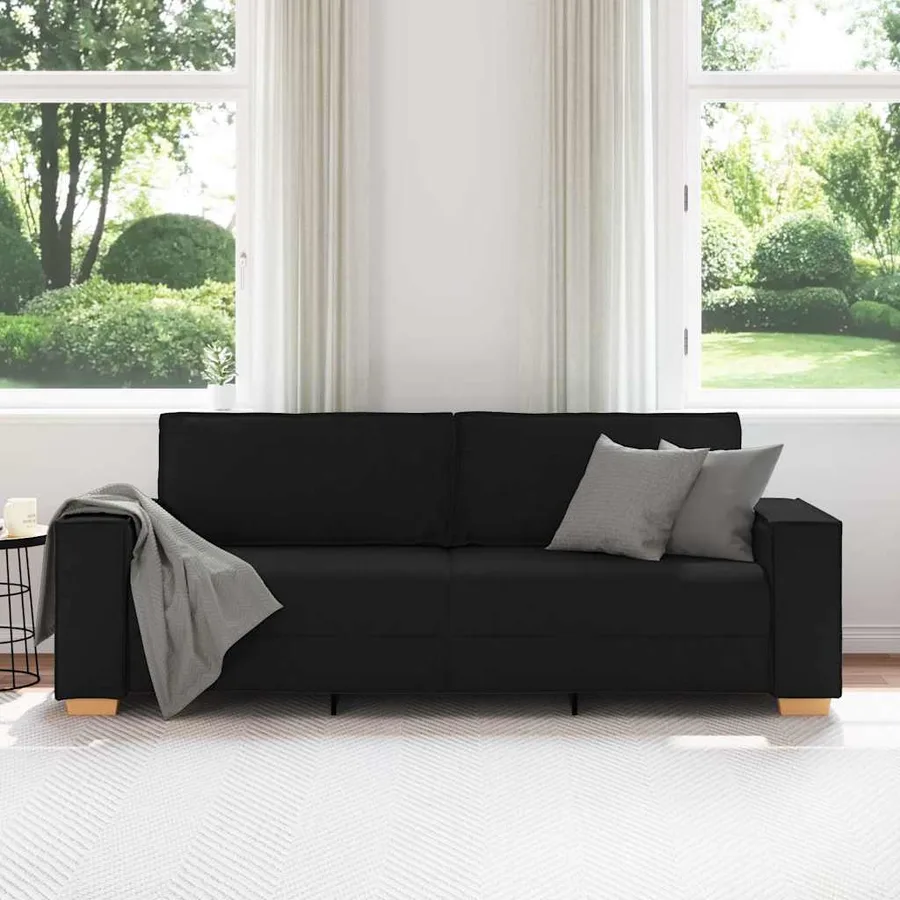 Canapé 3 places Noir 220x78x84 cm Tissu - 3