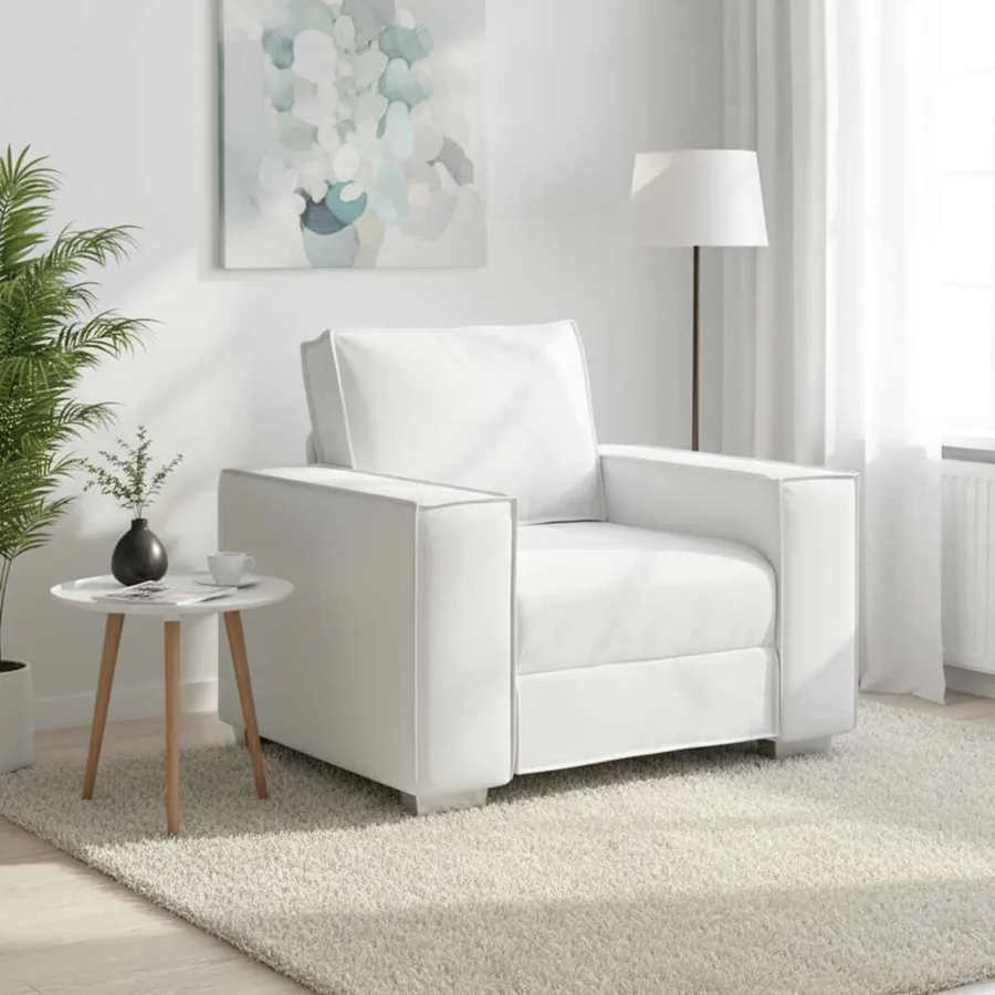 Fauteuil Blanc 100 cm Simili cuir