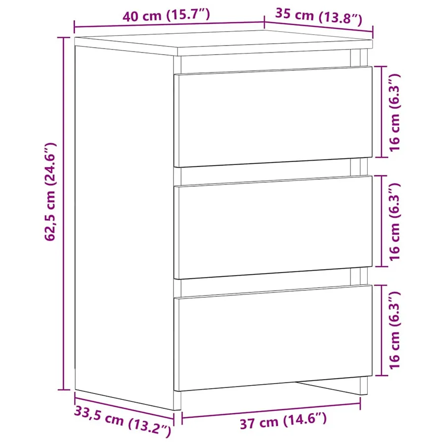 Cabinet de chevet 2 pcs Chêne noir 40 x 35 x 62,5 cm - 12