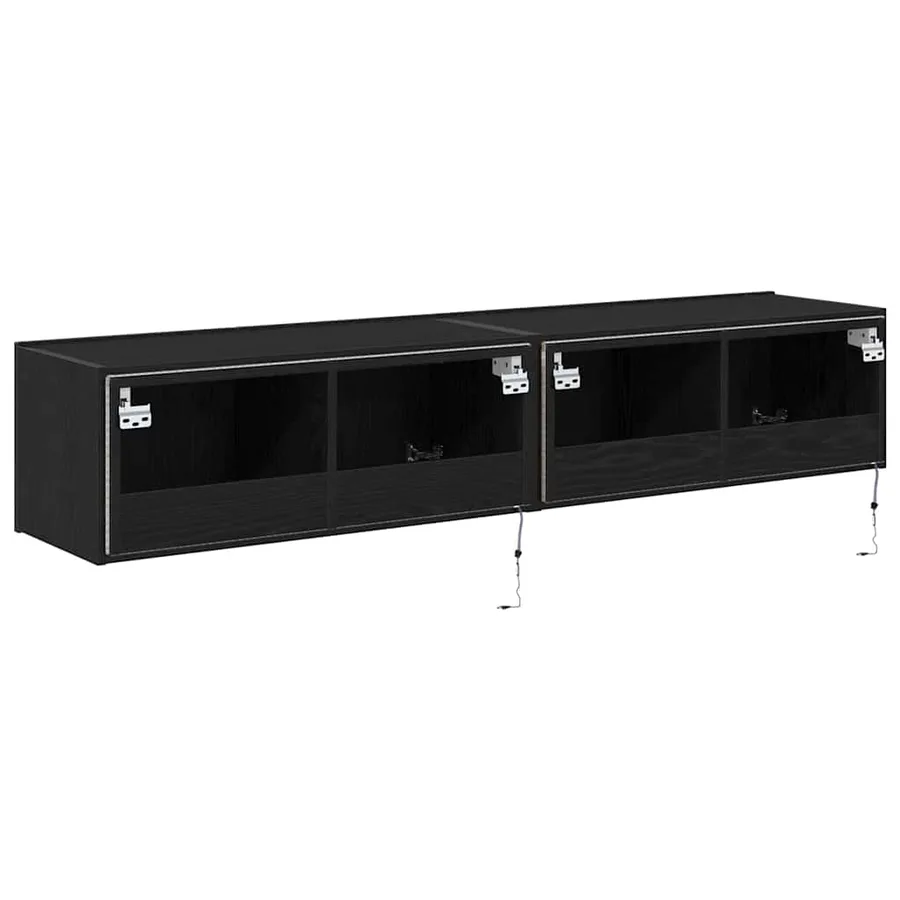 Meuble TV mural avec LED 2 pcs Chêne noir 80 x 35 x 31 cm - 10