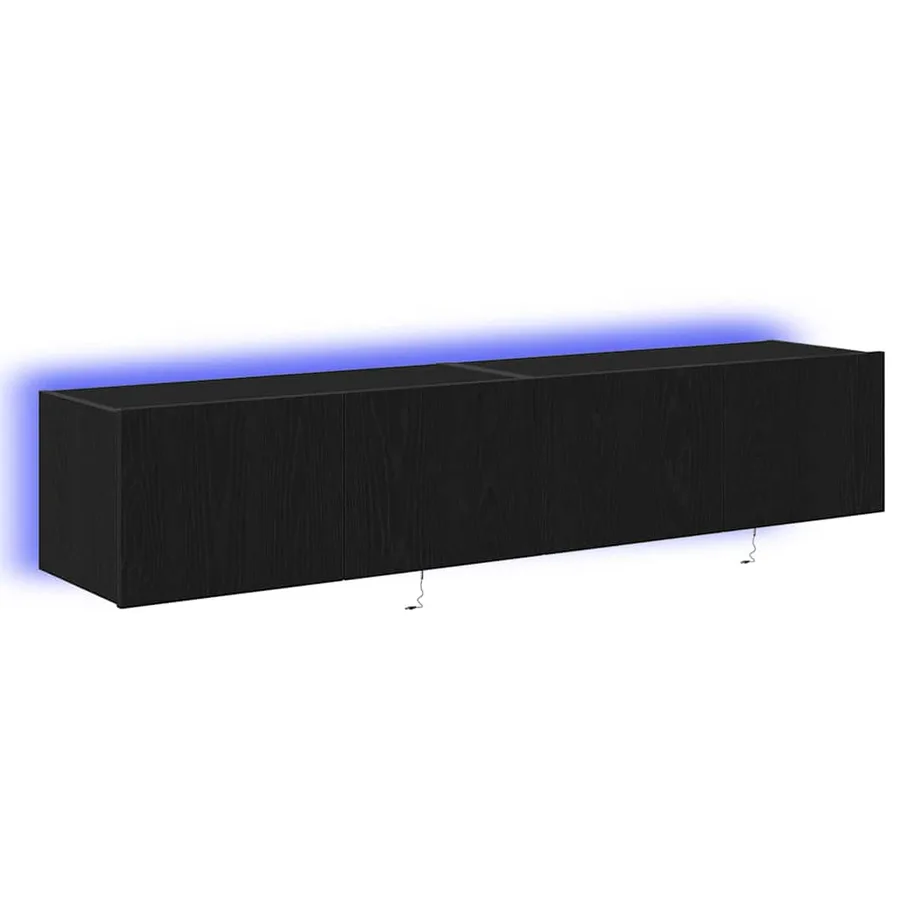 Meuble TV mural avec LED 2 pcs Chêne noir 80 x 35 x 31 cm - 2