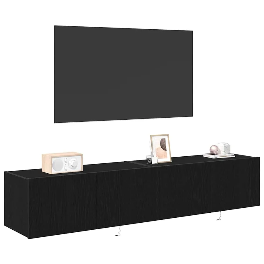 Meuble TV mural avec LED 2 pcs Chêne noir 80 x 35 x 31 cm - 3