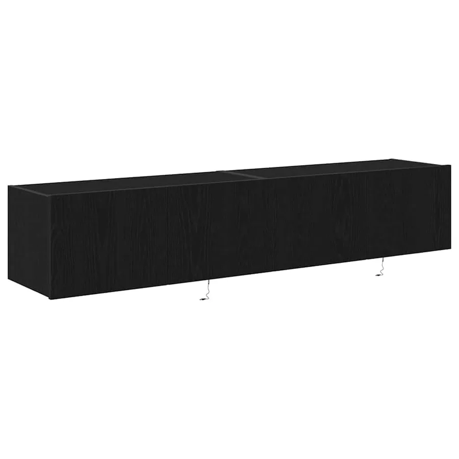 Meuble TV mural avec LED 2 pcs Chêne noir 80 x 35 x 31 cm - 6