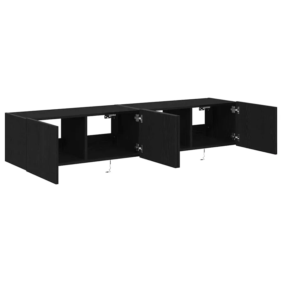 Meuble TV mural avec LED 2 pcs Chêne noir 80 x 35 x 31 cm - 7