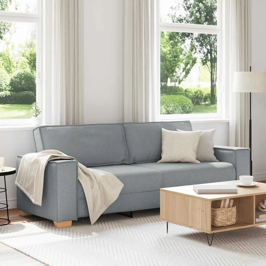 Canapé 3 places Gris clair 220x78x84 cm Tissu