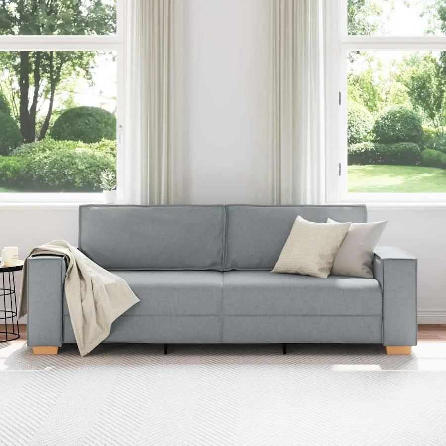 Canapé 3 places Gris clair 220x78x84 cm Tissu - 3