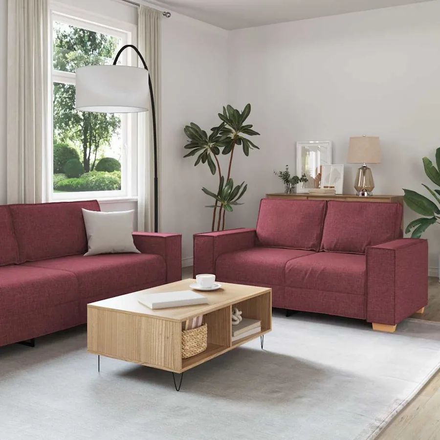 Canapé 3 pcs Bordeaux 220 x 80 x 84 cm Tissu en lin mélangé