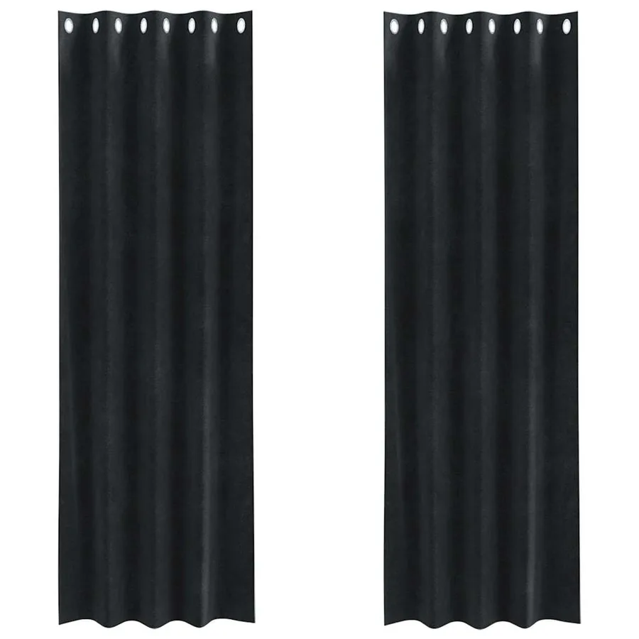 Rideaux occultants 2 pcs Noir 140 x 245 cm Velours - 2
