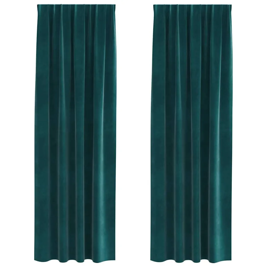 Rideaux occultants 2 pcs Vert foncé 140 x 225 cm Velours - 2