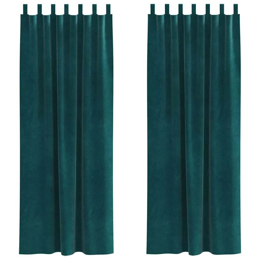 Rideaux occultants 2 pcs Vert foncé 140 x 260 cm Velours - 2
