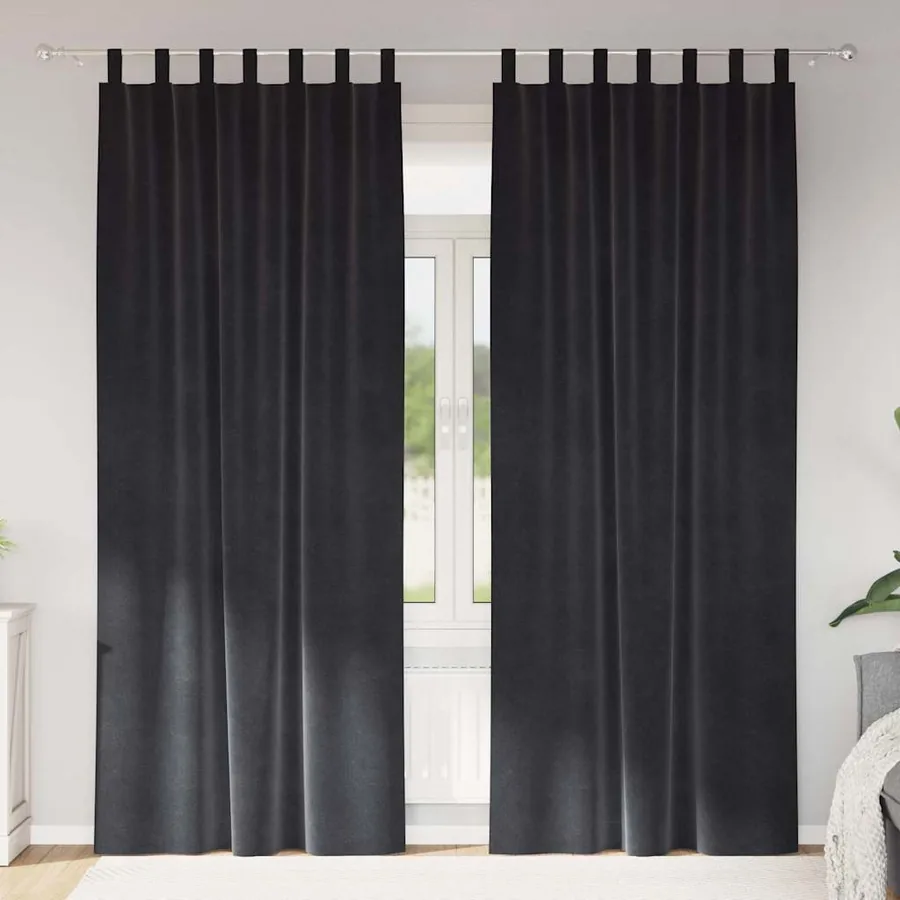 Rideaux occultants 2 pcs Gris foncé 140 x 245 cm Velours