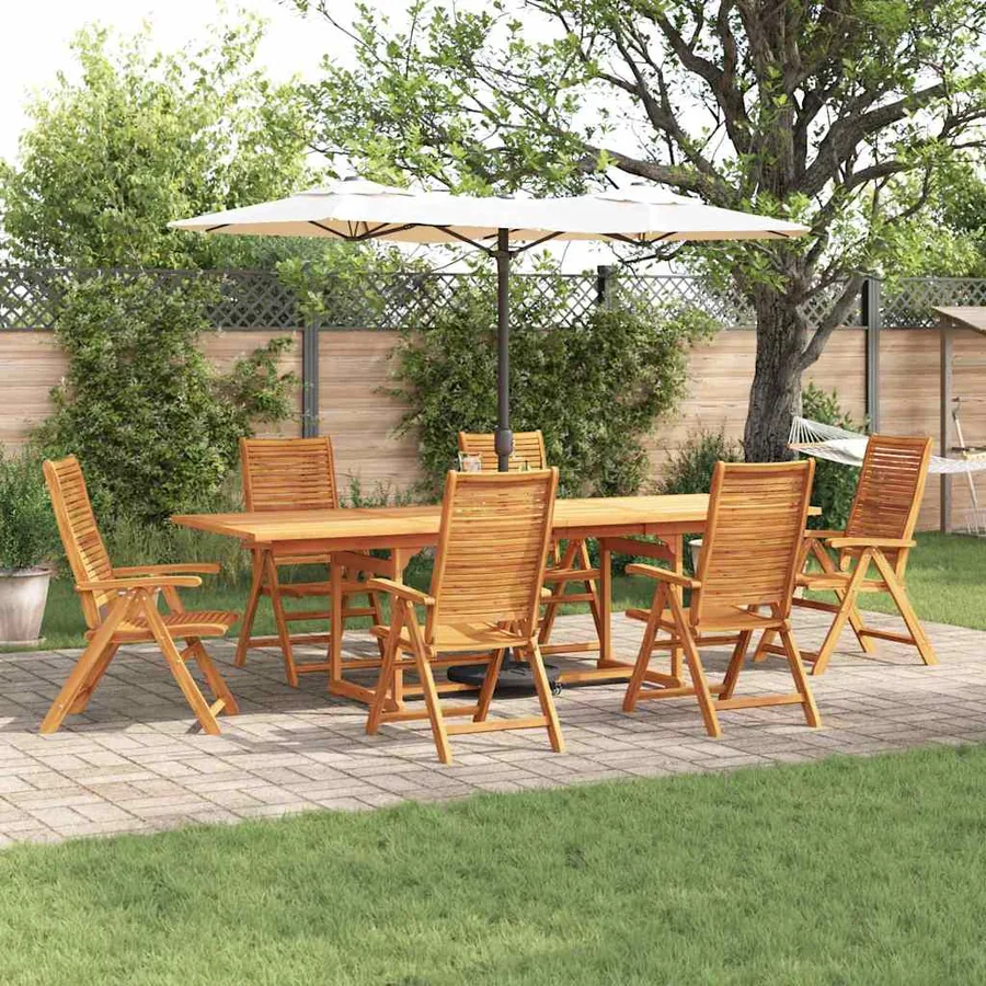 Ensemble de salle à manger pour jardin 7 pcs Marron