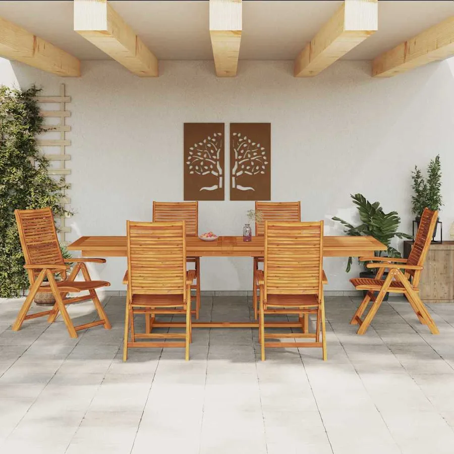 Ensemble de salle à manger pour jardin 7 pcs Marron - 4