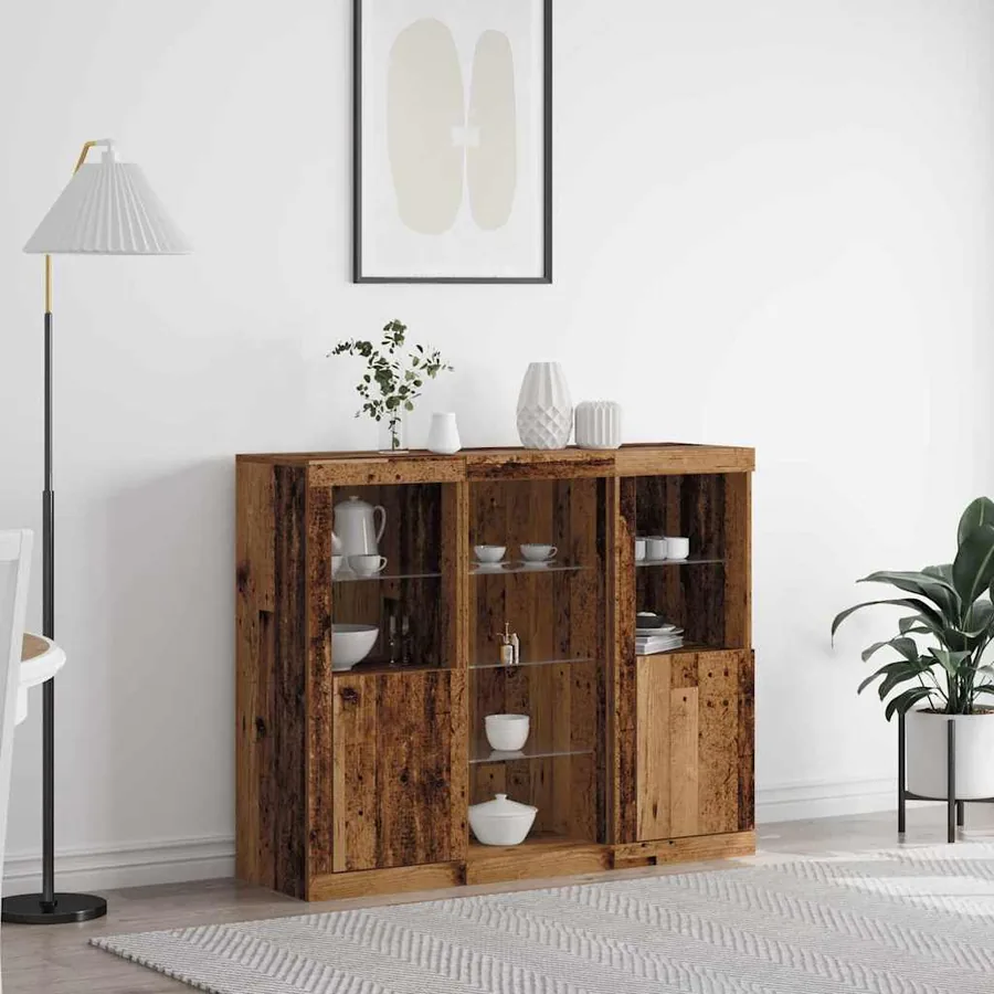 Buffet LED Bois ancien 123 x 37 x 100 cm Bois d'ingénierie