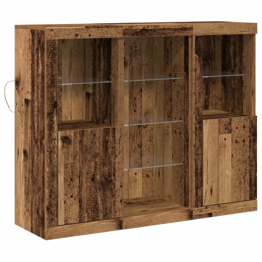 Buffet LED Bois ancien 123 x 37 x 100 cm Bois d'ingénierie - 2
