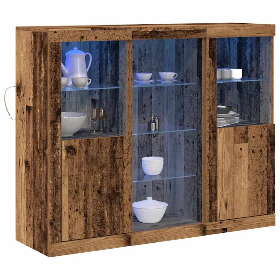 Buffet LED Bois ancien 123 x 37 x 100 cm Bois d'ingénierie - 3