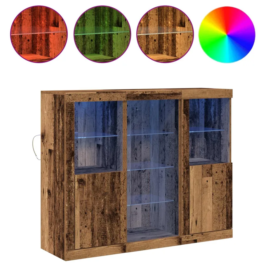 Buffet LED Bois ancien 123 x 37 x 100 cm Bois d'ingénierie - 4