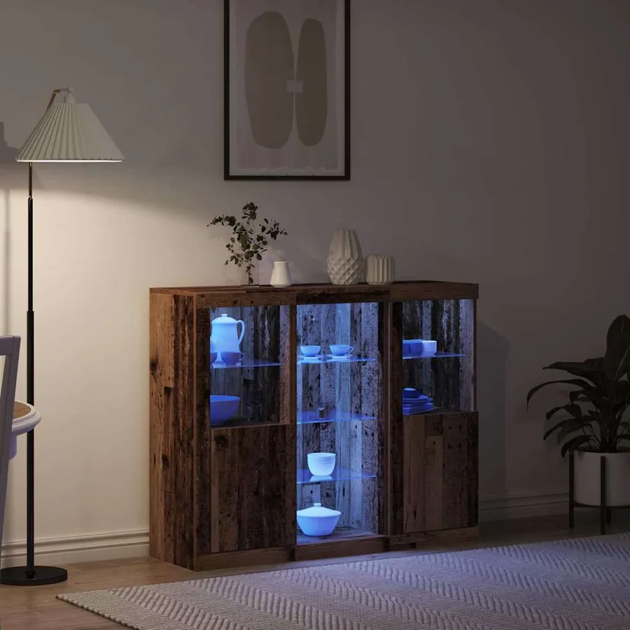 Buffet LED Bois ancien 123 x 37 x 100 cm Bois d'ingénierie - 5