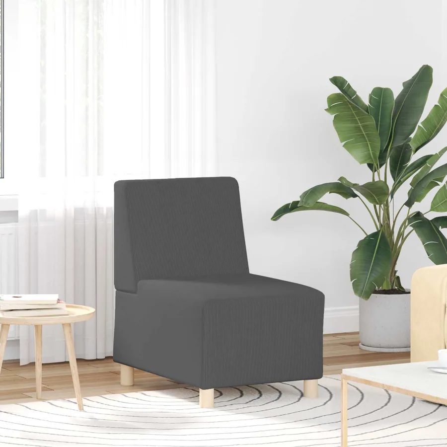 Fauteuil gris foncé 55 cm velours côtelé