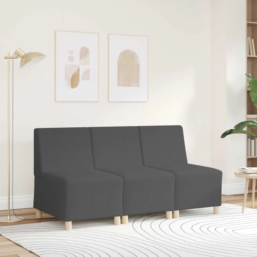Fauteuil gris foncé 55 cm velours côtelé - 3