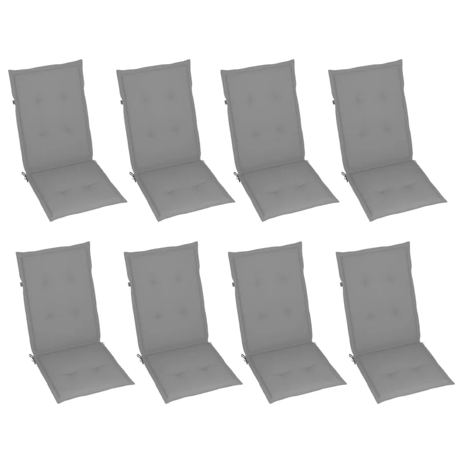 Chaises inclinables de jardin et coussins lot de 8 Gris Acacia - 3