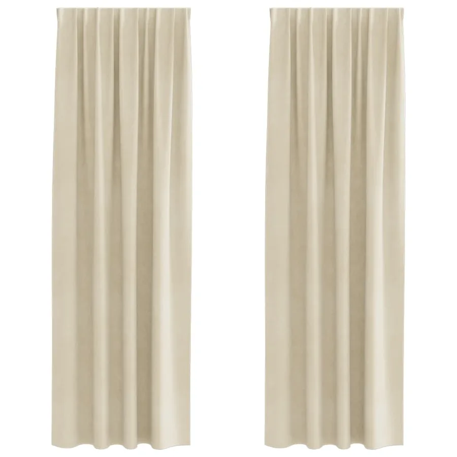 Rideaux occultants 2 pcs Crème 140 x 225 cm Velours - 2