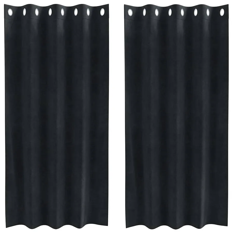 Rideaux occultants 2 pcs Noir 140 x 175 cm Velours - 2