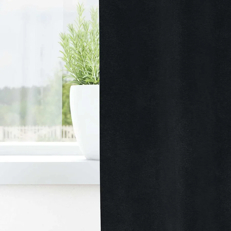 Rideaux occultants 2 pcs Noir 140 x 175 cm Velours - 3