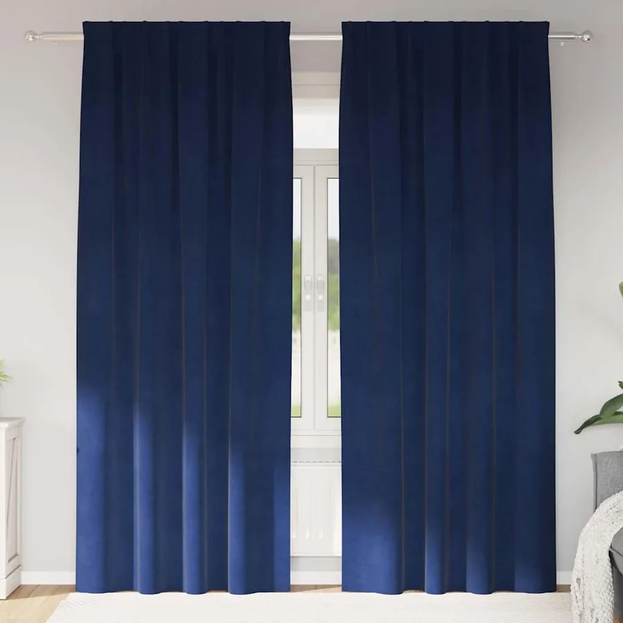 Rideaux occultants 2 pcs Bleu foncé 140 x 245 cm Velours