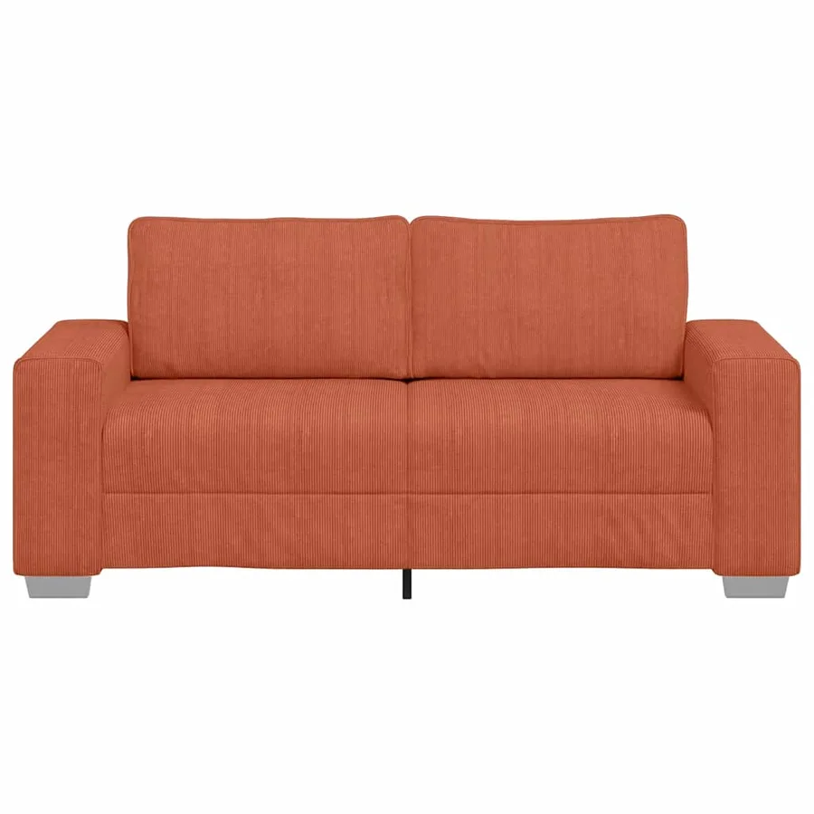 Canapé deux places rouge orangé 180x77x82 cm en tissu velours côtelé - 4