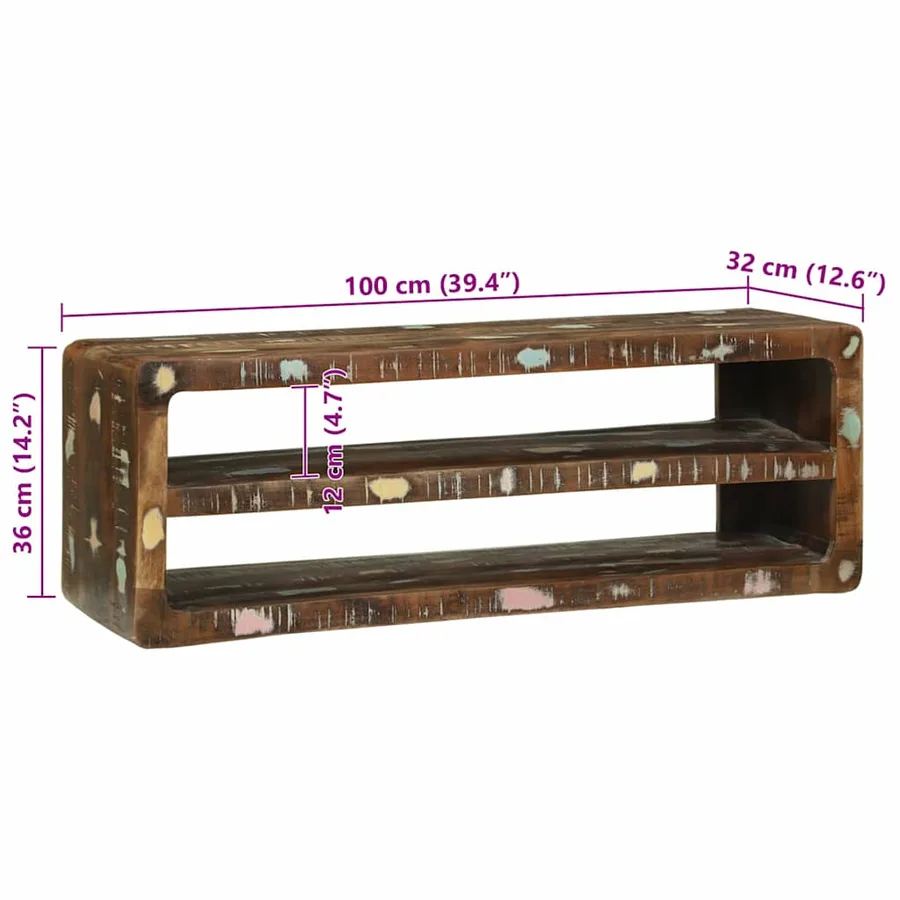 Meuble TV 100 x 32 x 36 cm Bois massif de récupération - 11