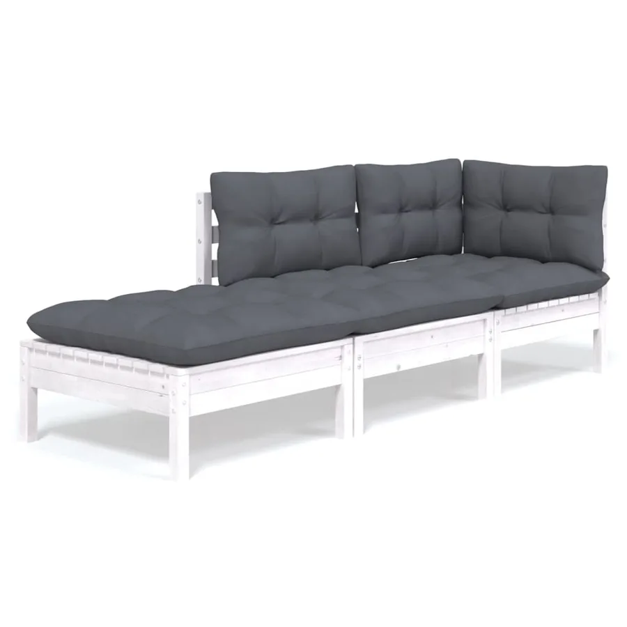 Salon de jardin 3 pcs avec coussins Bois de pin massif - 2