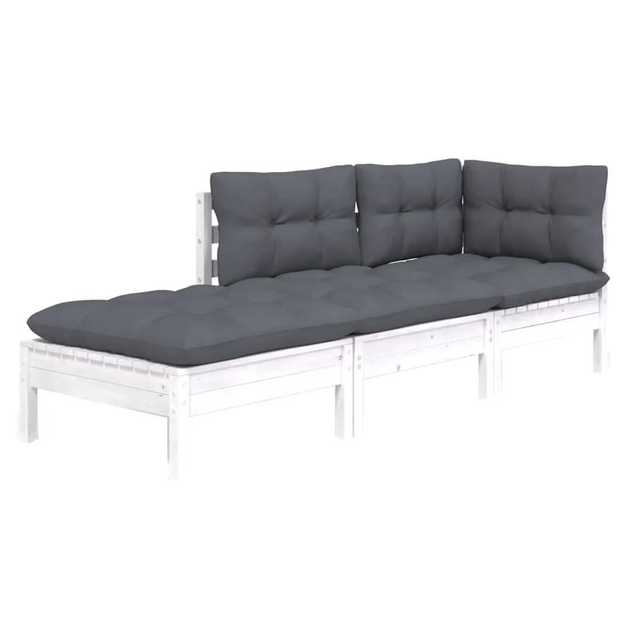 Salon de jardin 3 pcs avec coussins Bois de pin massif - 3