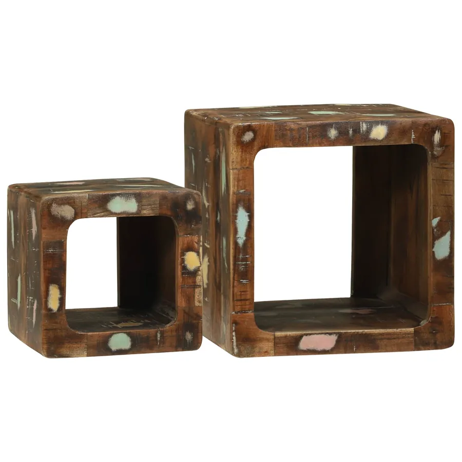 Unites TV 2 pcs Multicolore 36 x 30 x 36 cm Bois Recyclé Solide